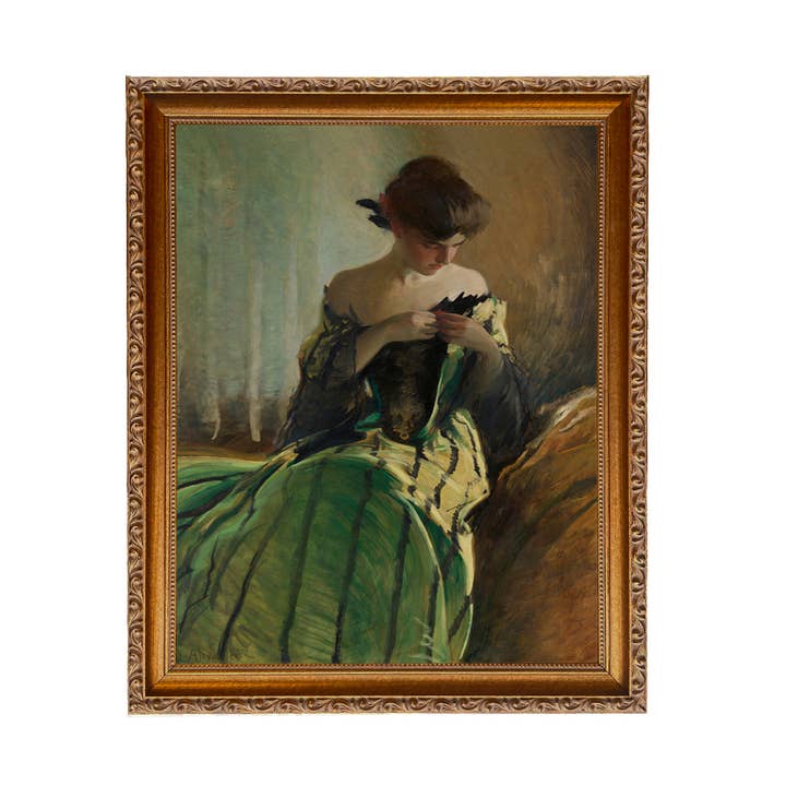 Madison Bay Co. - Historical Home Decor Reproductions - Wholesale Art print - Woman in Black and Green Dress Vintage Canvas Painting Print71