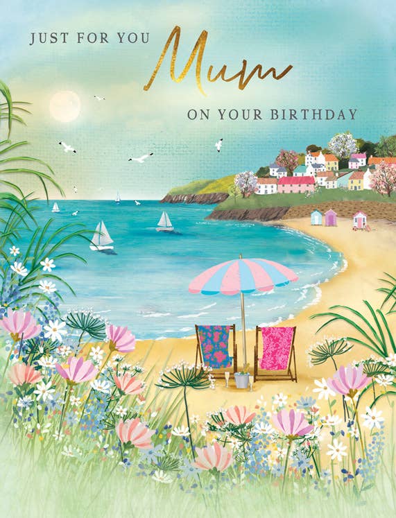 Piccadilly Greetings – wholesale Birthday card – Birthday Card, Mum, Deckchairs0