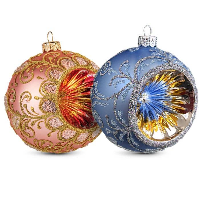 Lanterns Glass Christmas Tree Ornament Set of 2 Balls for wholesale by STP