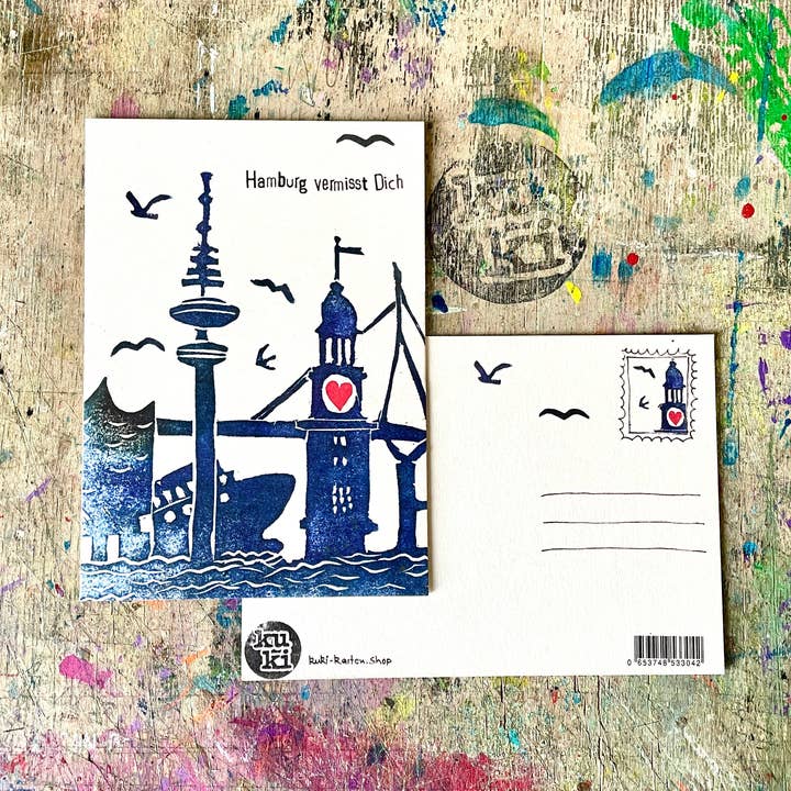 kuki postkort "Hamburg savner dig" for engroshandel hos kuki