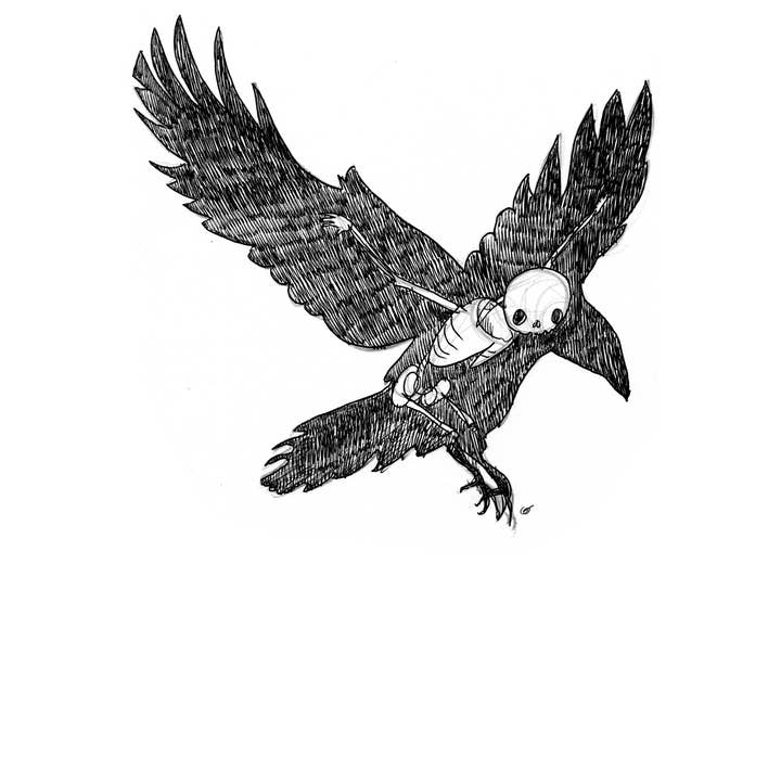 Cat Rocketship - Wholesale Art Print - Crow Skeleton Wall Art  - 8x10, 5x7 Print4