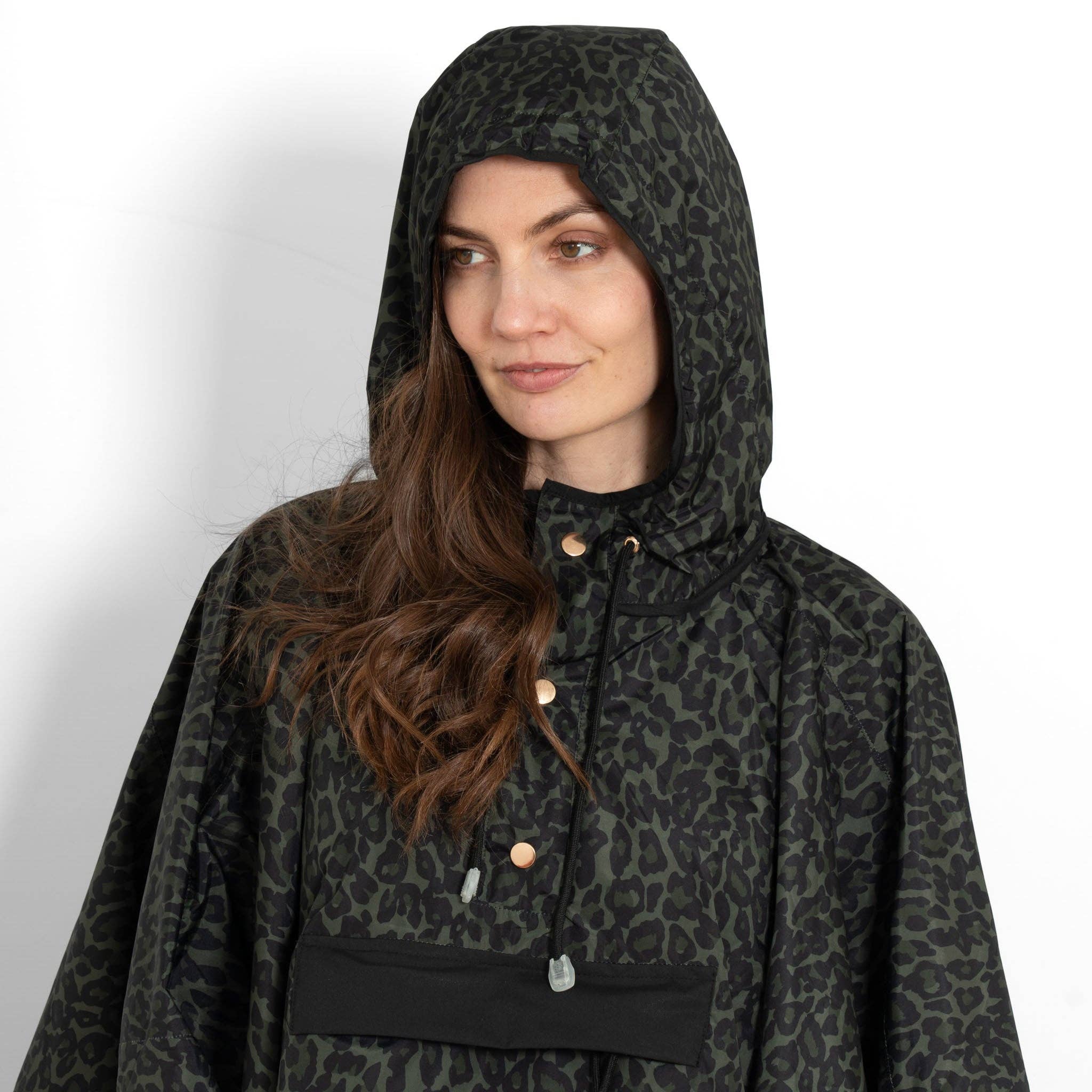 Sarta - Wholesale Poncho - Women's - Aspen Rain Poncho - Khaki/Black, Leopard4