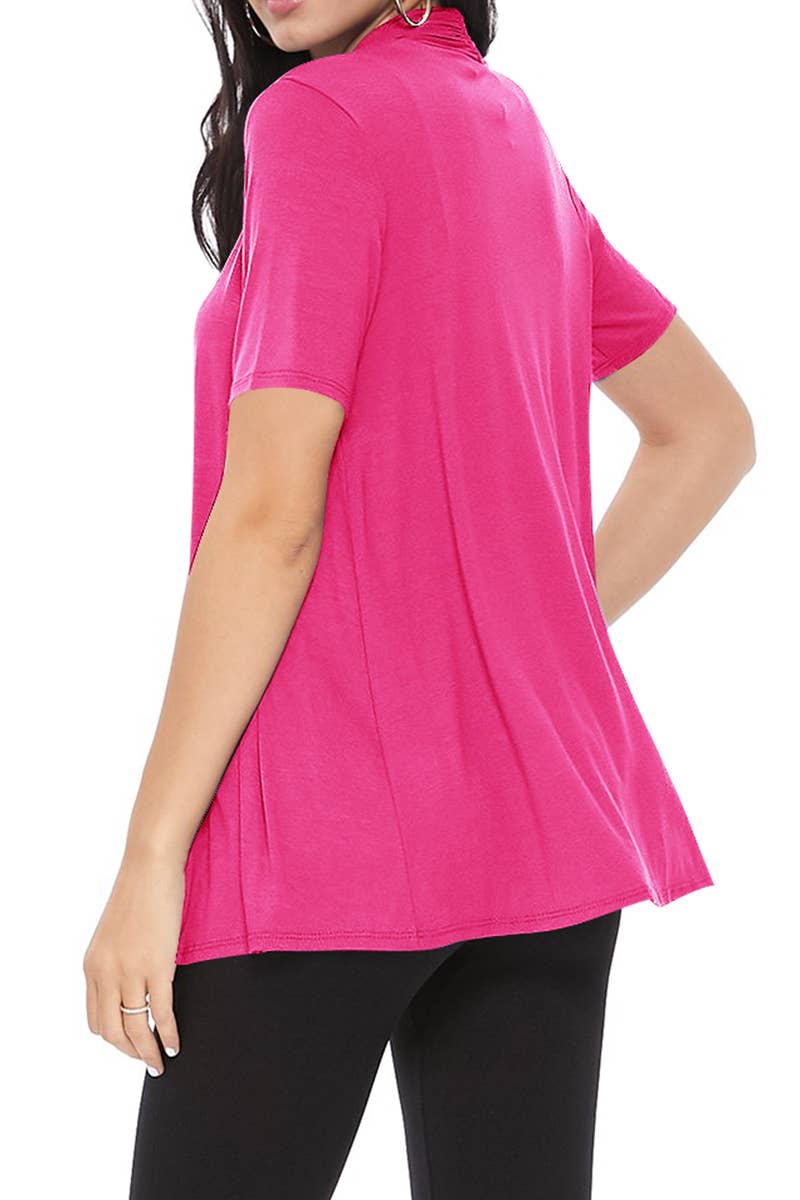 MOA COLLECTION - Wholesale Cardigan - Women's - Women's Casual Short Sleeve Draped Open Front Solid Cardigan26