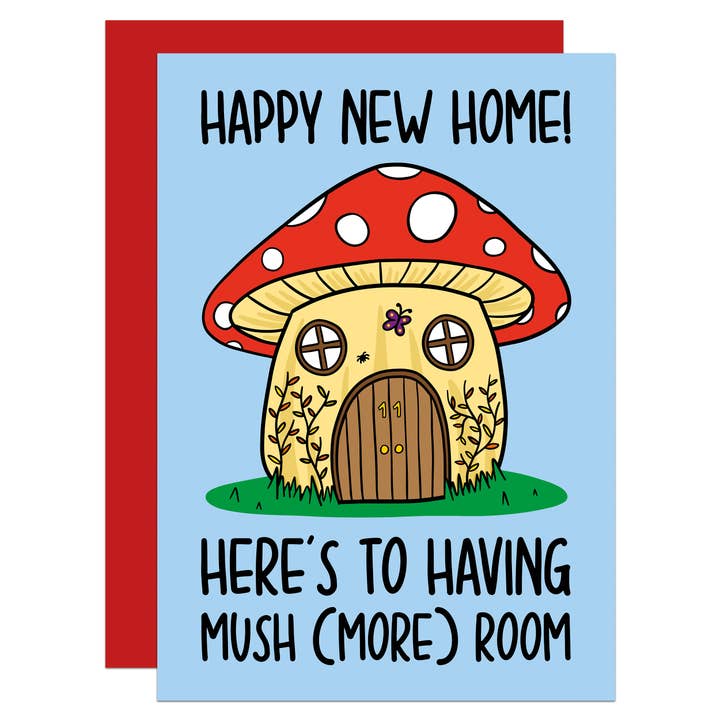Mushroom Pun Housewarming A6 Card for wholesale by TeePee Creations
