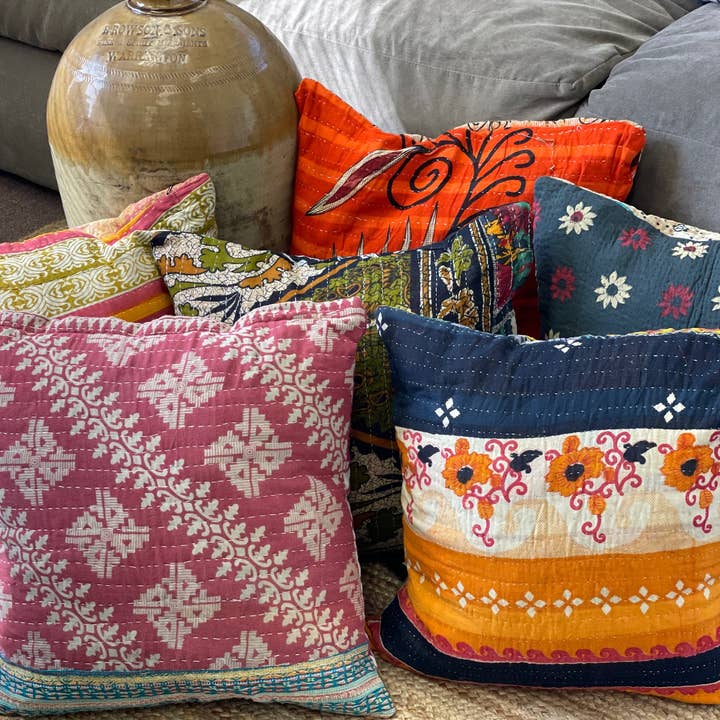 Vintage Addiction – wholesale Throw pillow cover – 12 PK One of a Kind Vintage Kantha Pillow Cover 18"x18"