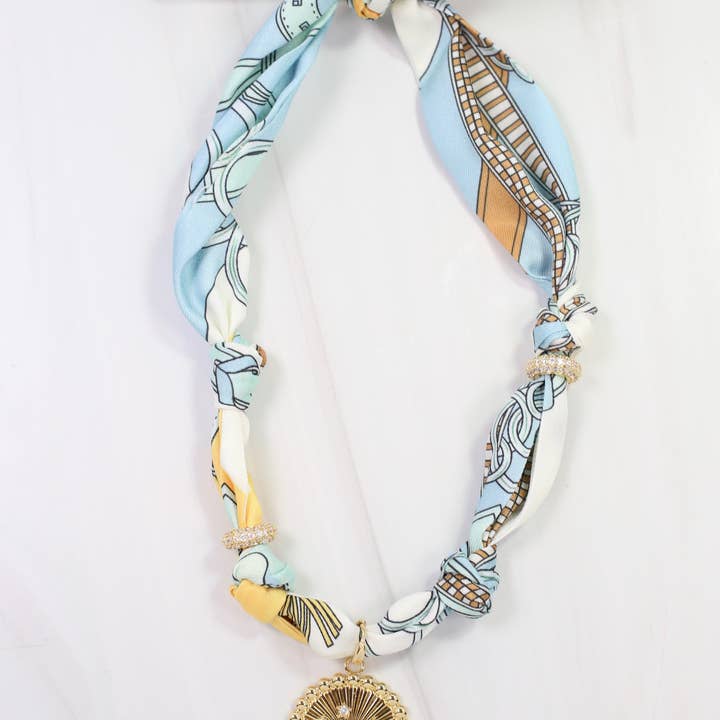 Caroline Hill - Wholesale Pendant/Charm Necklace - Shannon Scarf Charm Necklace Light Blue0