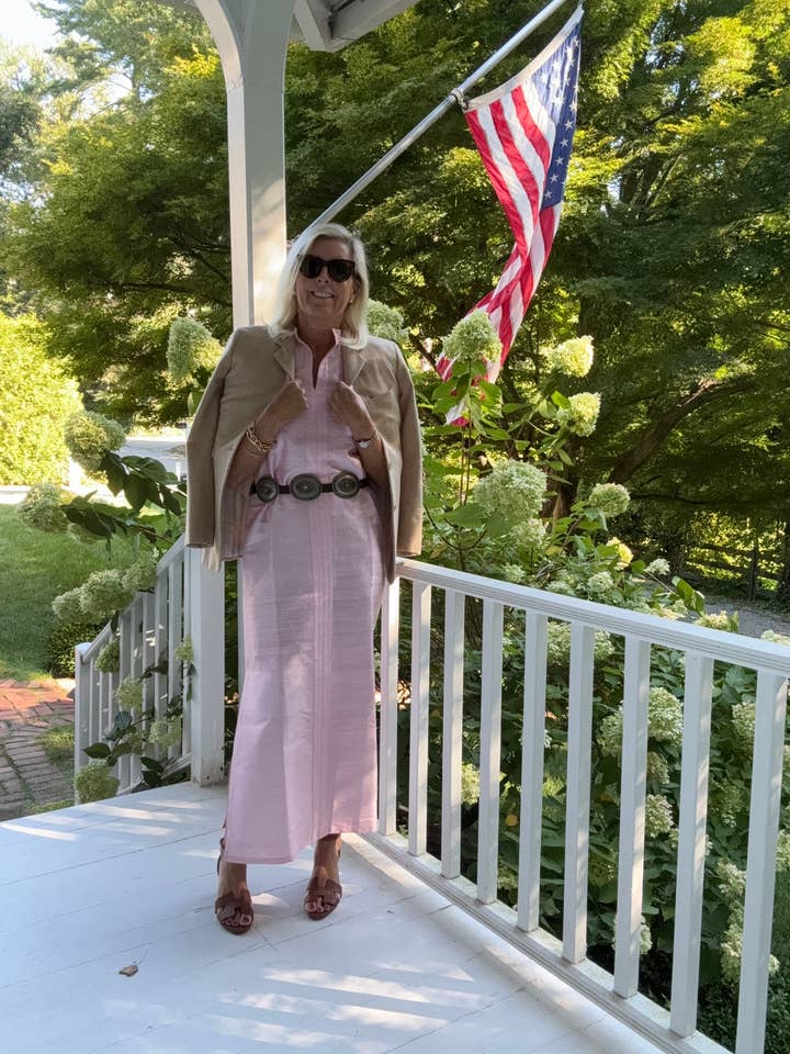 Pale Pink Silk Dupioni Sconset Maxi for wholesale by Vanessa Fox