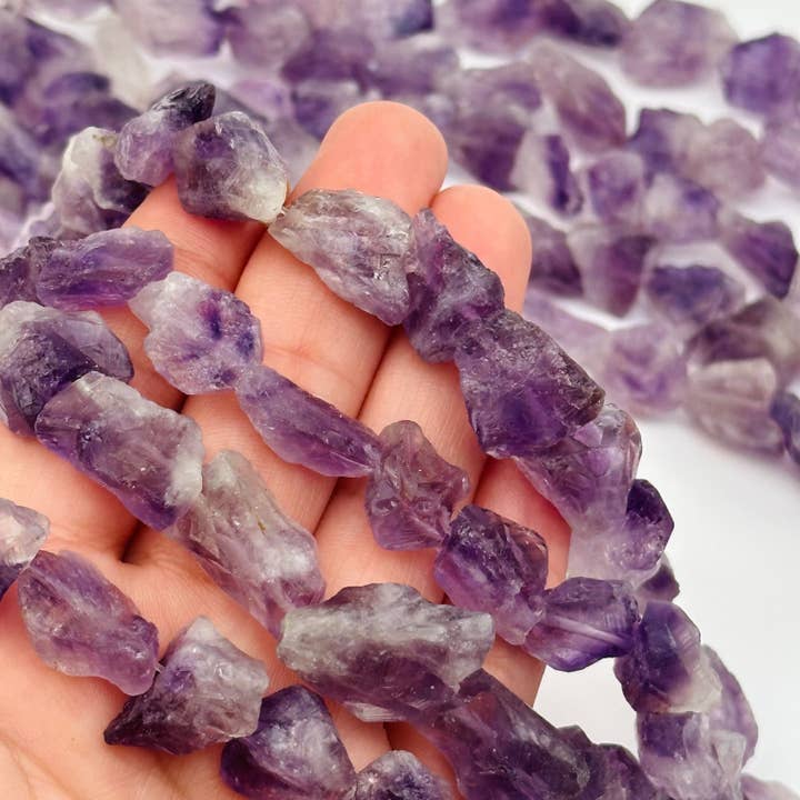 Amethyst Rough Stone Crystal Bead Strand for wholesale by Rock Paradise