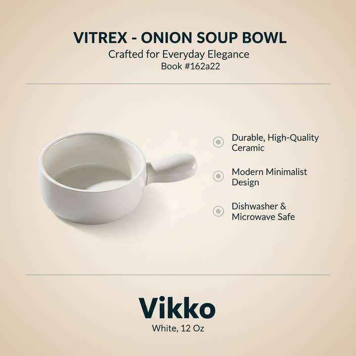 Kadra Kitchenware - Wholesale Bowl - Vitrex - Onion Soup Bowl, White, 12 Oz3