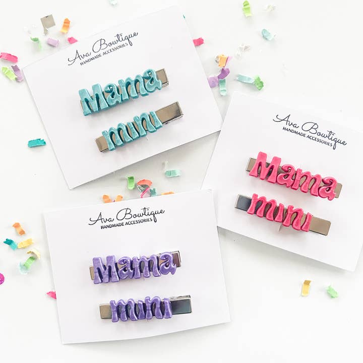 Set de pinzas para el pelo Mama y Mini, pinza para el pelo Mama para venta al por mayor de Ava Bowtique