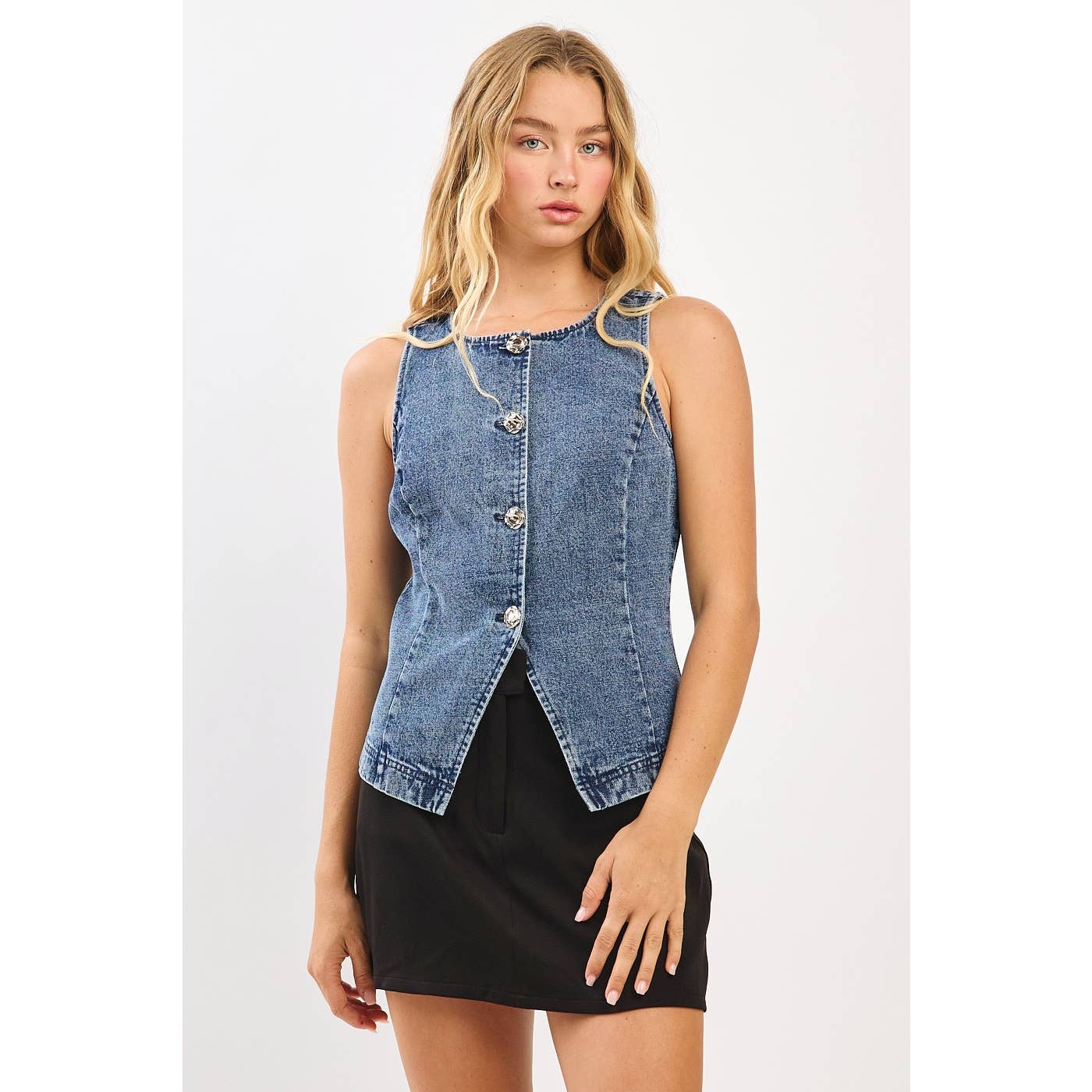 mittoshop - Wholesale Tanktop - Dames - BOOTHALS AANGESLOTEN MOUWLOOS DENIM VEST9