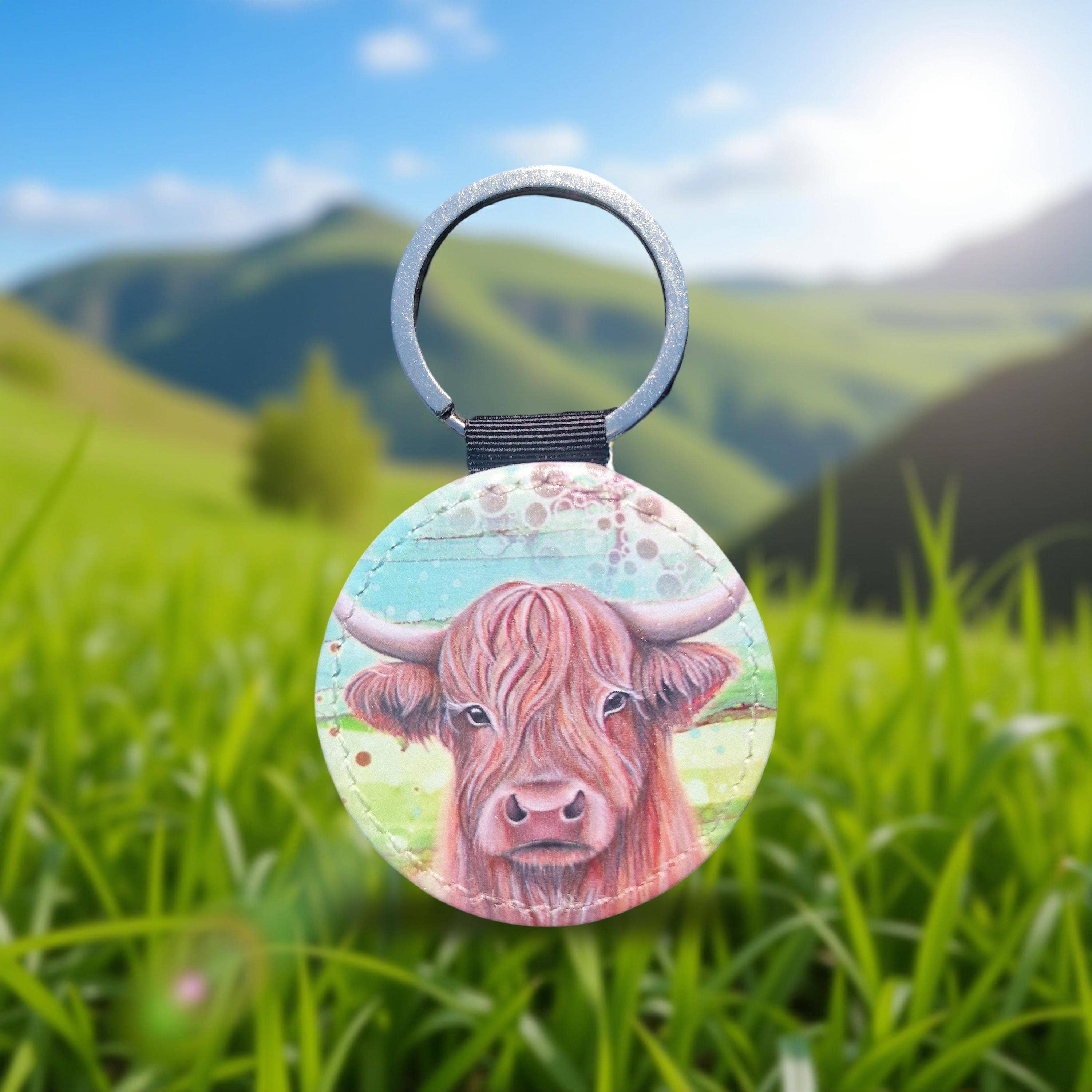 By Jo Crafts – wholesale Keychain – Unisex – 04-KR - Highland Cow Faux Leather Keyring5