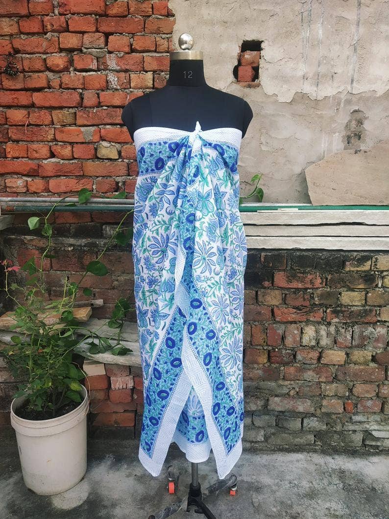 GYPSY STUDIO - Wholesale Scarf - Women's - Hand Block Print Cotton Scarf Beach Sarong Soft Voile Fabric4