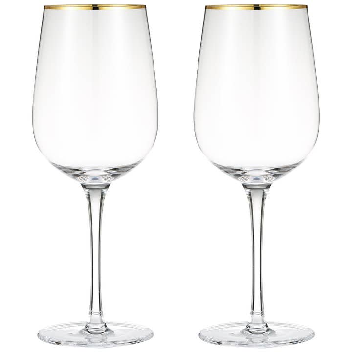 Verre à vin rouge Berkware à longue tige avec bord doré pour la vente par Cheer Collection