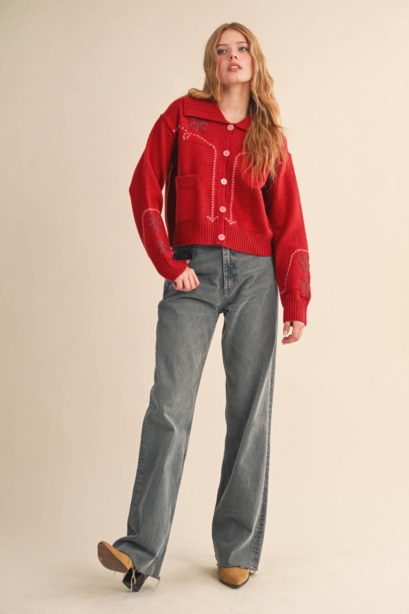 &MERCI - Wholesale Cardigan - Women's - WESTERN DESIGN SWEATER CARDIGAN MSW112172