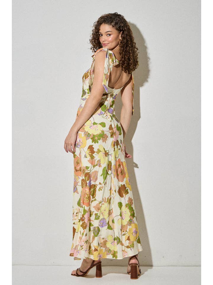 SKYLAR ROSE - Vendita all'ingrosso Vestito - Donna - Abito Midi Estivo Romantico Vintage con Motivi Floreali e Spalline Annodate3