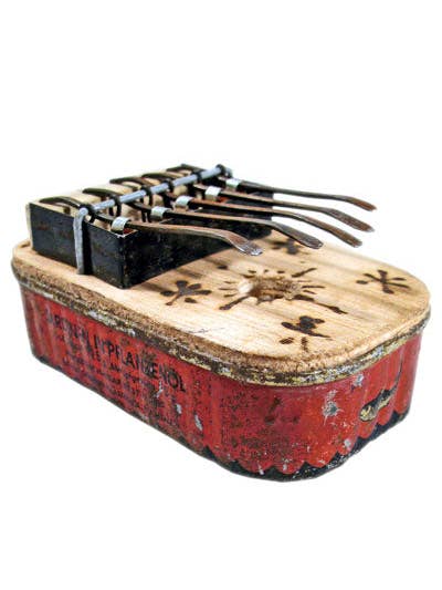 Small Square Recycled Tin Can Kalimba for wholesale by Swahili | AFRICAN MODERN