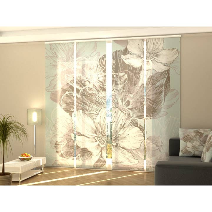 Lot de 4 rideaux à panneaux floraux modernes pour la vente par IlyDecor