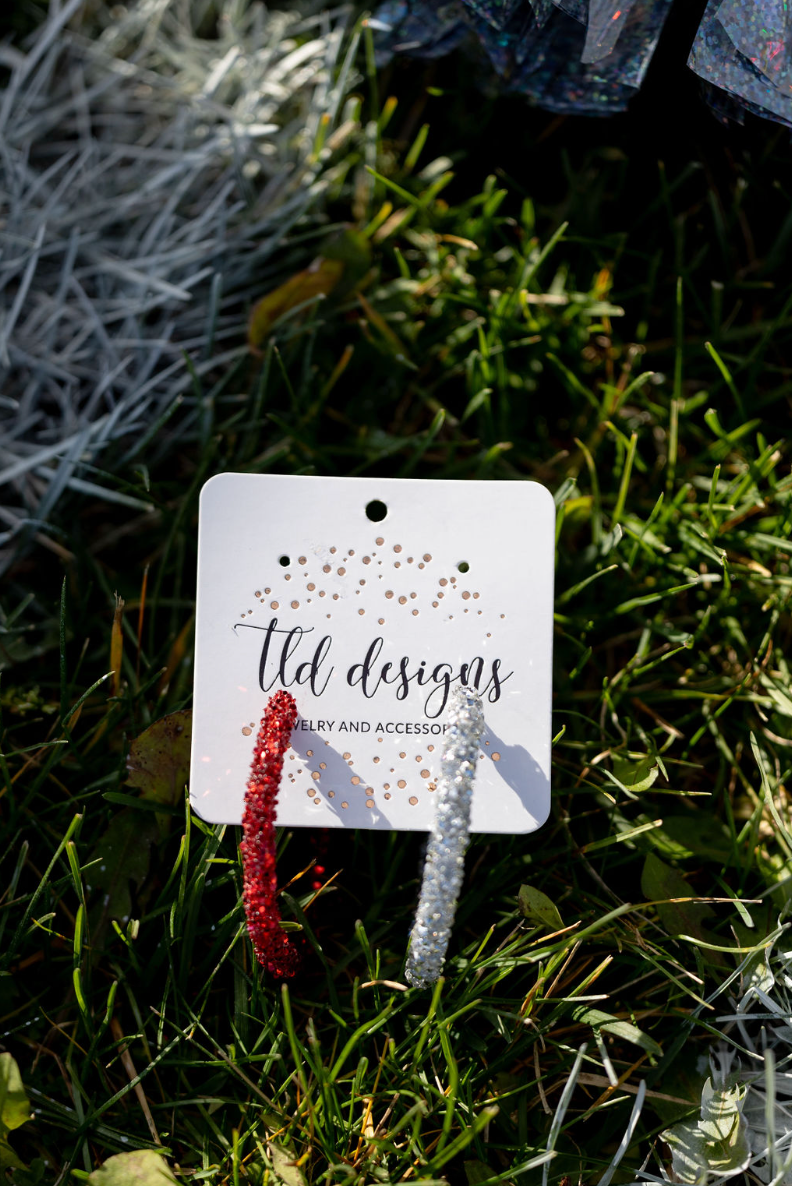 TLD Designs - Venta al por mayor Pendientes de aro - Aros con purpurina para el día del juego7