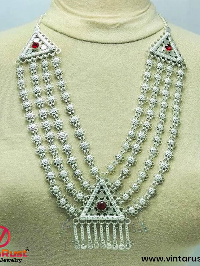 Flerlags hagesmæk halskæde med vedhæng, afghansk hvid halskæde for engroshandel hos vintarust