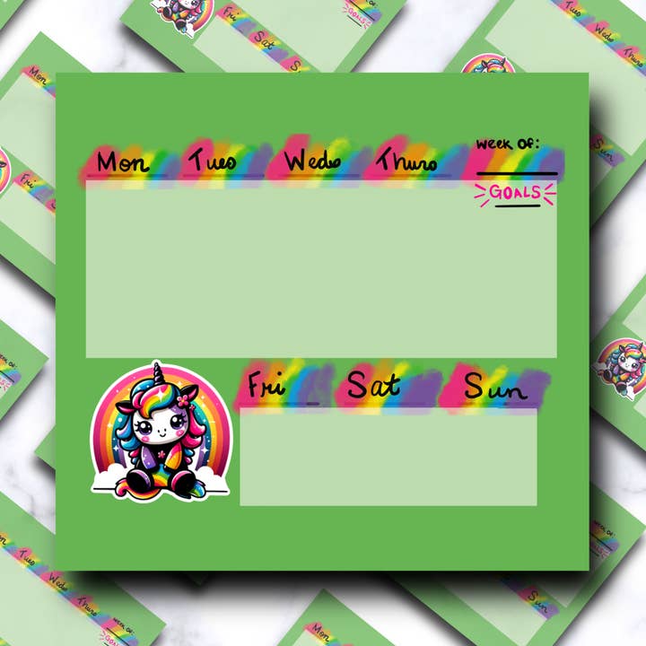 Bloc-notes de planification hebdomadaire Happy Unicorn pour la vente par Misty Anthony Designs