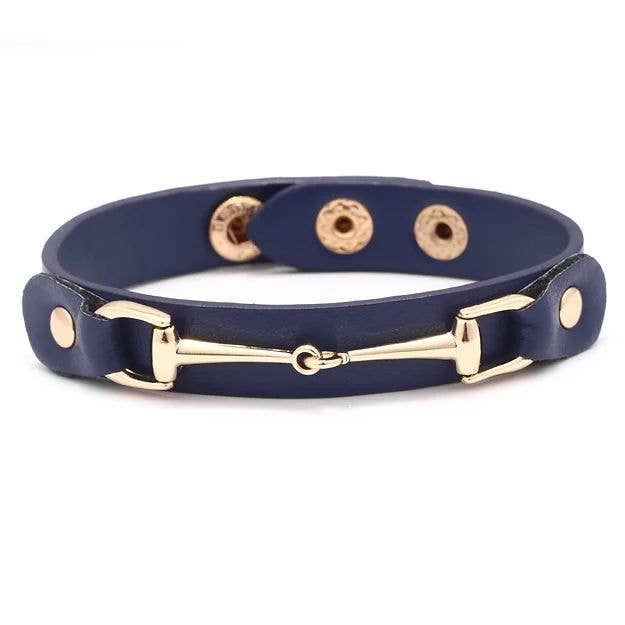 JPC Equestrian - Wholesale Bangle Bracelet - AWST Int'l Vegan Leather Bracelet w/Gold Tone Snaffle Bit3