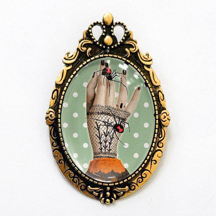 Asunder Bazaar - Wholesale Brooch - Victorian Black Widow Hand Brooch Vintage Halloween Art 2