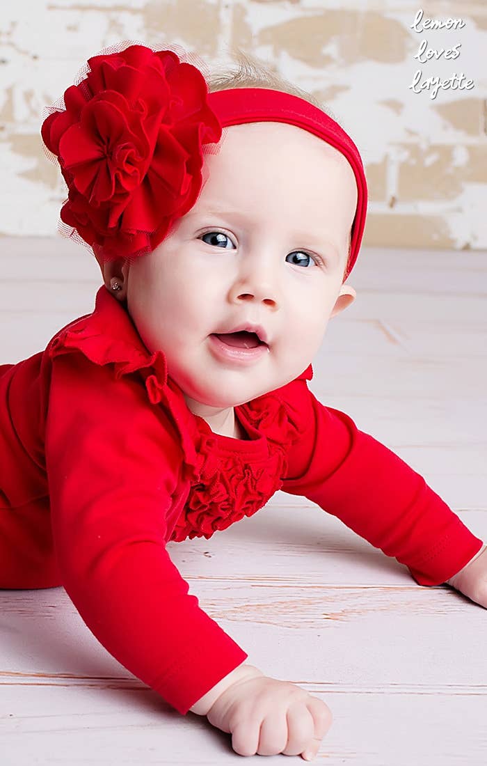 Lemon Loves Lime - Wholesale Fashion Headband - Baby - LAYETTE BASIC-True Red Lily Pad Headband1