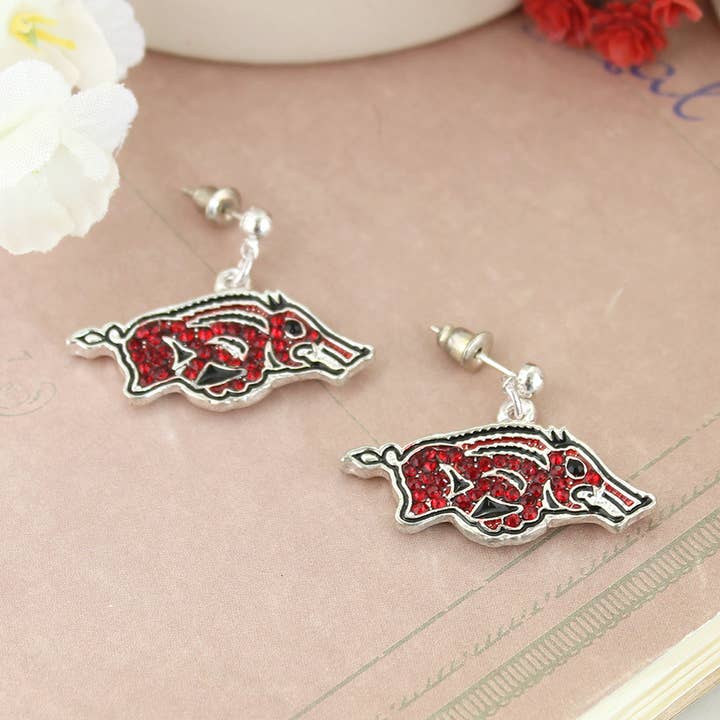 Arkansas Razorbacks Ohrringe mit Kristall-Logo für den Großhandel von Seasons Jewelry
