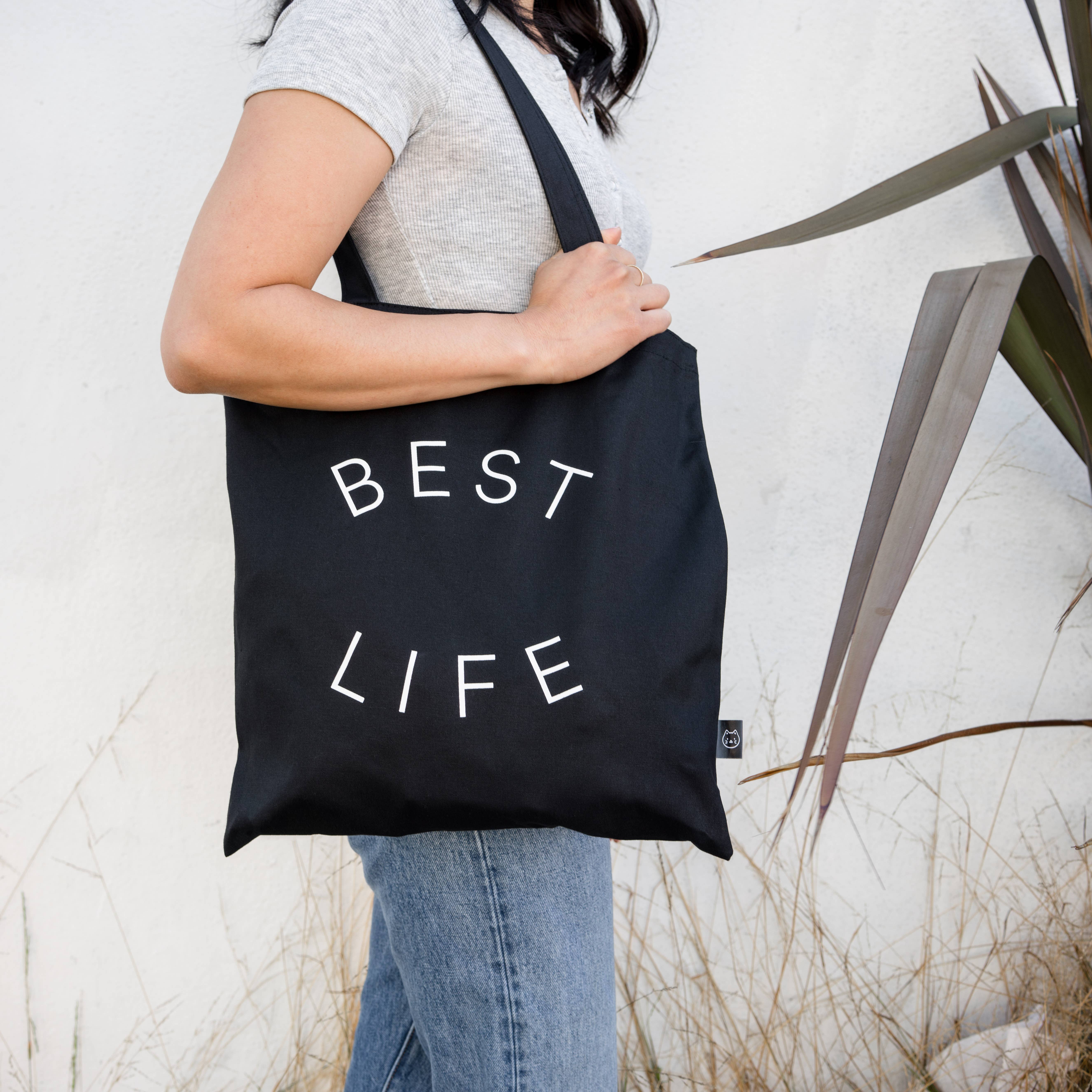 Black Best Life Tote Bag for wholesale on Faire1