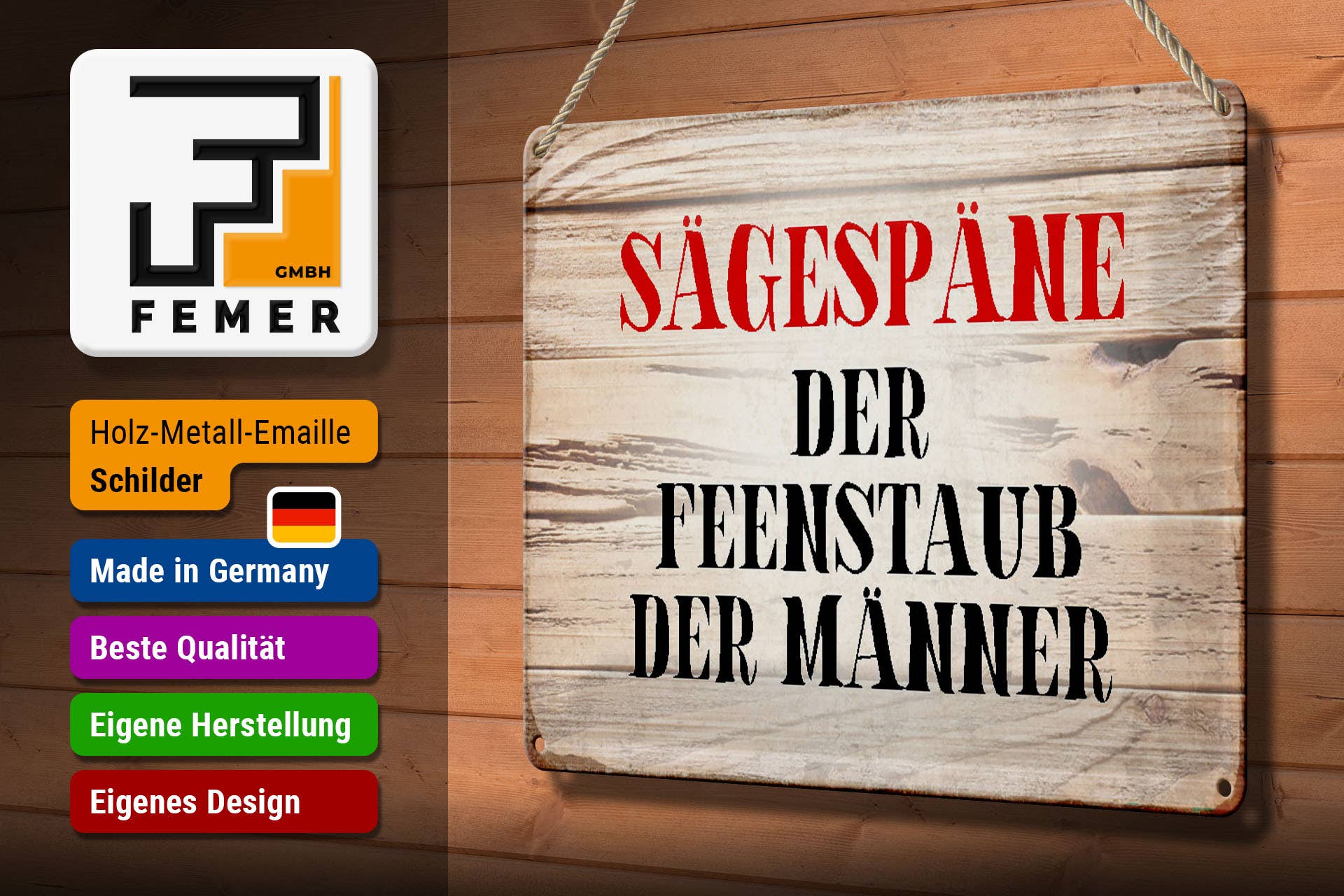 Femer - Wholesale Sign - Metal sign saying 30x20cm Sawdust fairy dust of men2