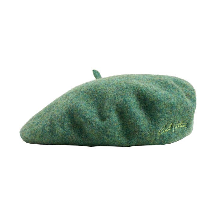 "Bon Chic" Wool Beret - Moss Green for wholesale by Lost Pattern NYC