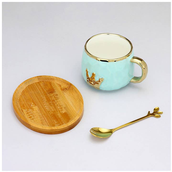La Bella Monte - Venta al por mayor Taza - Juego de Taza y Platillo de Cerámica con Corona para Té Decoración del Hogar