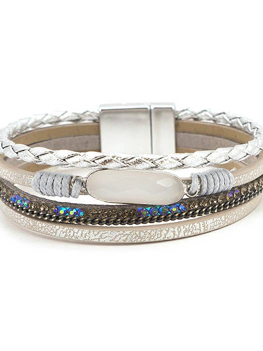 ( A282 ) MULTI LAYER LEATHERETTE MAGNETIC BRACELET for wholesale by Jewelry Max
