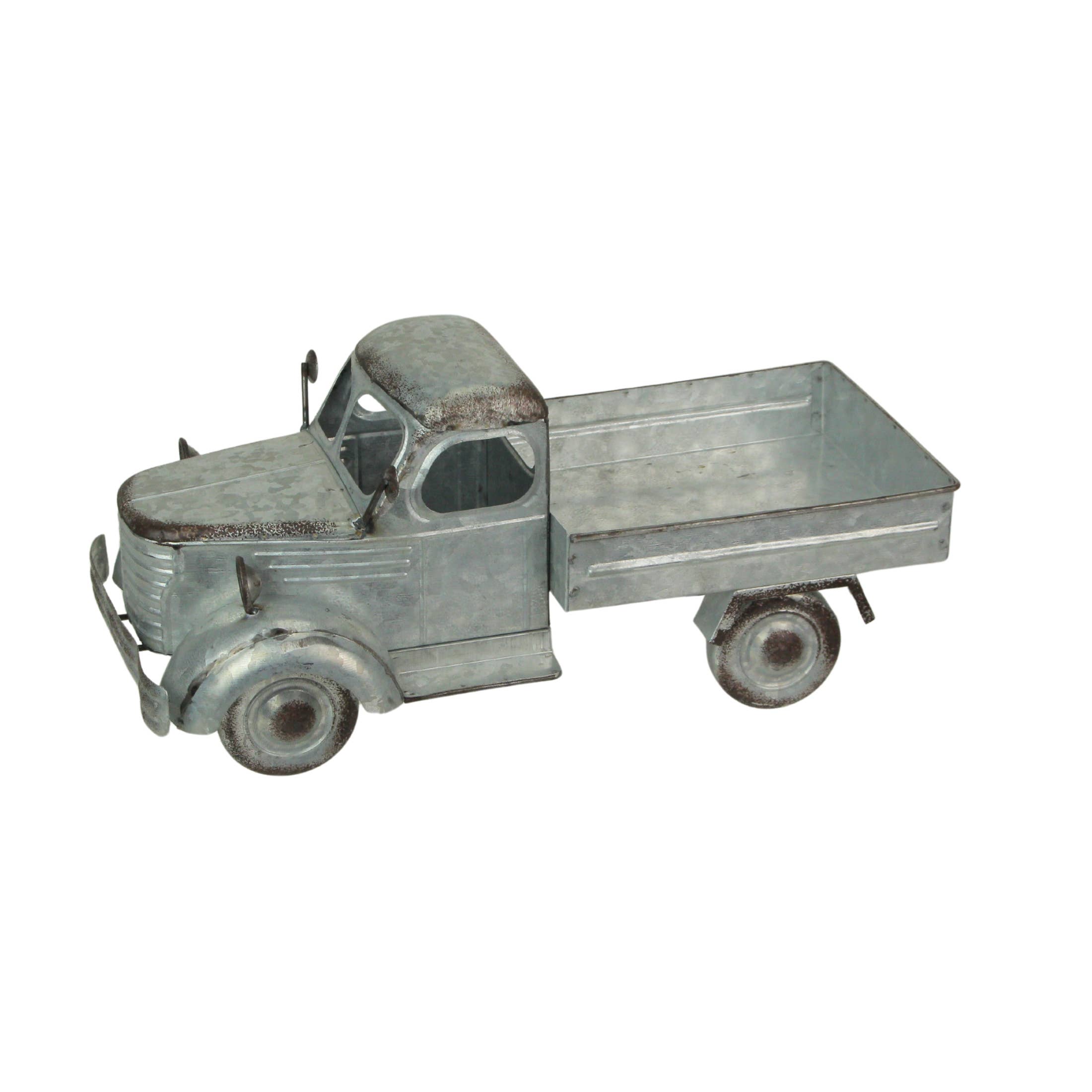 Zeckos - Wholesale Planter Box - Distressed Galvanized Silver Vintage Truck Metal Planter2