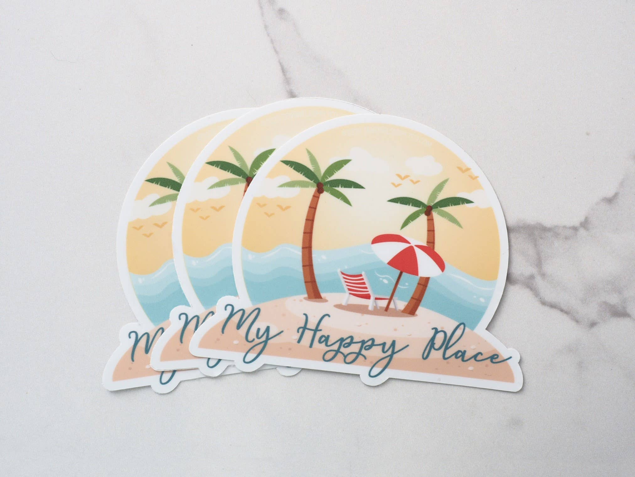 Sentinel Supply - Wholesale Sticker - My Happy Place Beach Sticker - Ocean Waves Shore Decal1