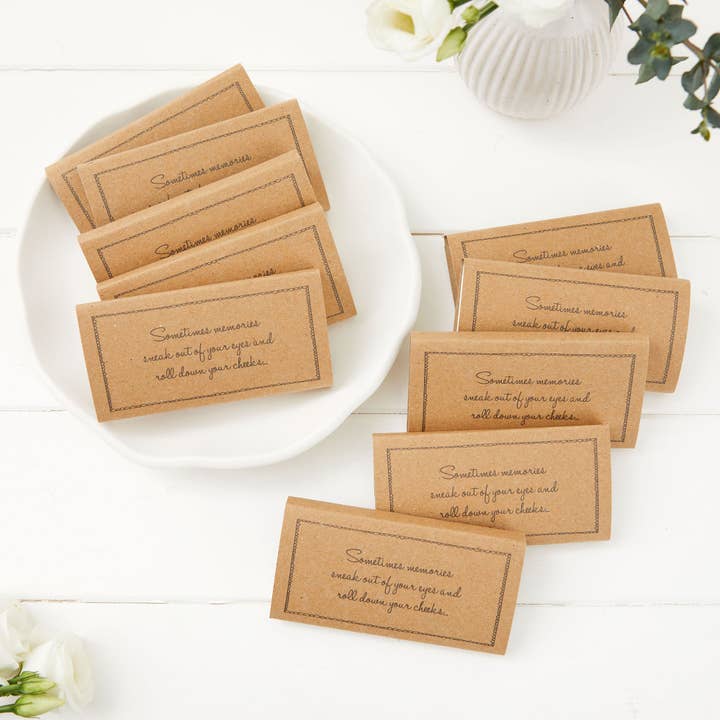 10 Filled Funeral Tissue Favours - Kraft for wholesale by Angel & Dove