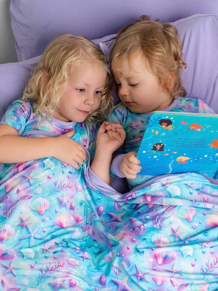 Little Popp Crew - Wholesale Bedding Blanket - Kids & Baby - Magical Mermaid Shells | Double Layer Bamboo Toddler Blanket3