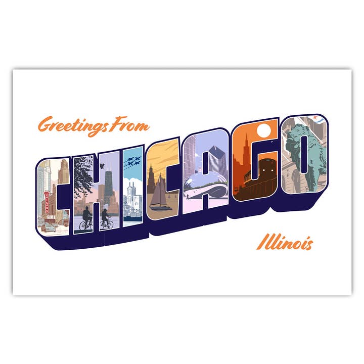 Bozz Prints - Wholesale Postcard - Greetings From Chicago Postcard