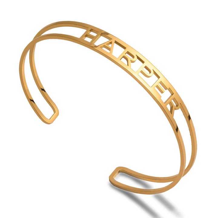 3D name bangle gold voor wholesale door DUCETT