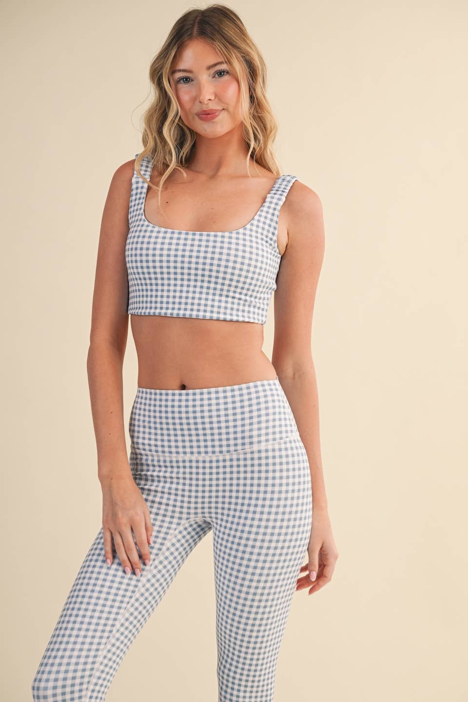 KIMBERLY C - Wholesale Sports Bra - Women's - Gingham Print Ruched Bra Top80