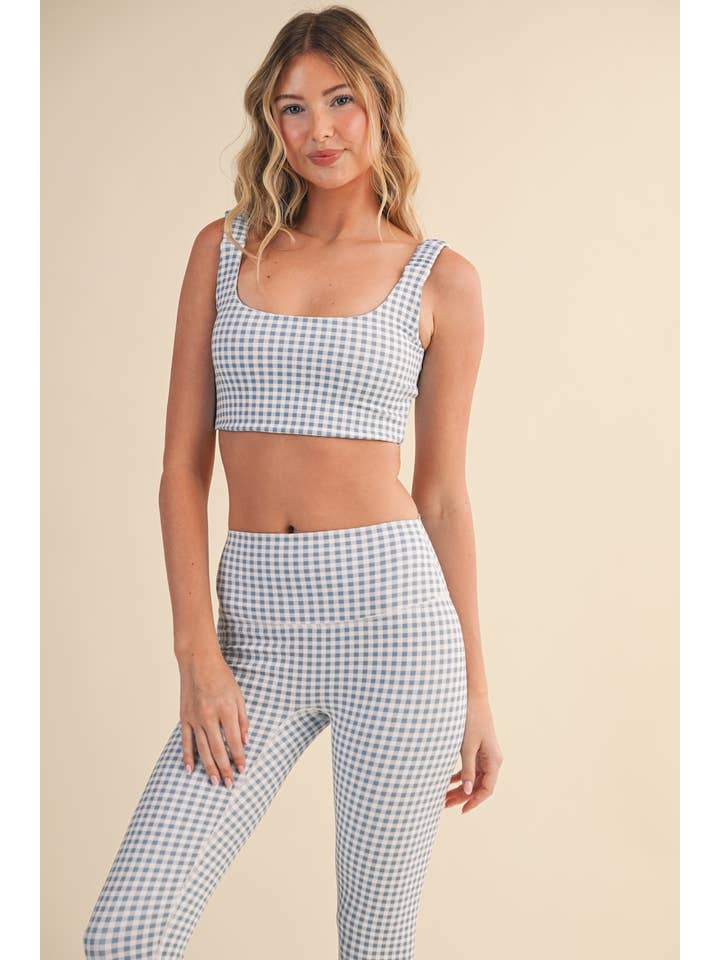 KIMBERLY C - Wholesale Sports Bra - Women's - Gingham Print Ruched Bra Top80