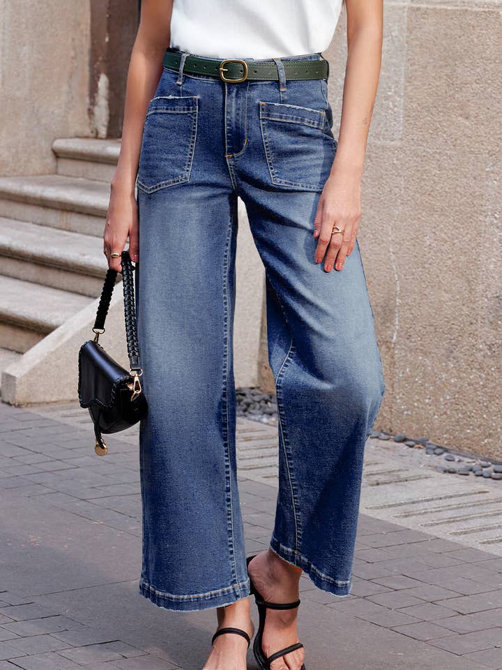 Mimimalist Patch Pocket Womens Shift Straight Leg Jeans for wholesale by 66DISCO