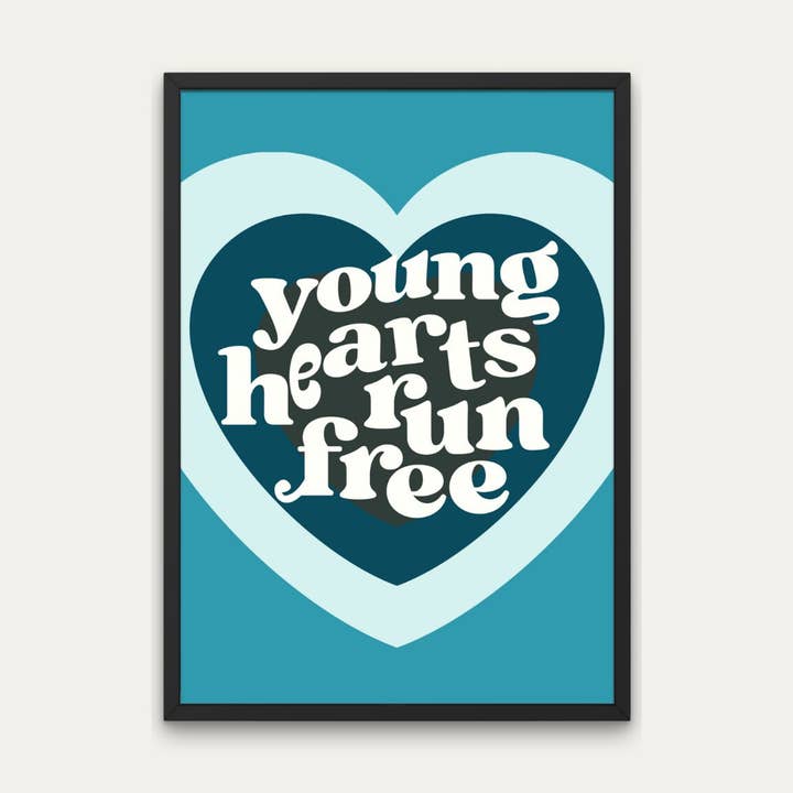 Disco Music Poster, Young Hearts Run Free Lyrics, Retro for wholesale by Littlepapertrailco