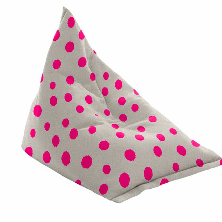 Hand-painted & Re-purposed Linen Bean Bag Chair in Polka Dot print for wholesale by thestudioUP