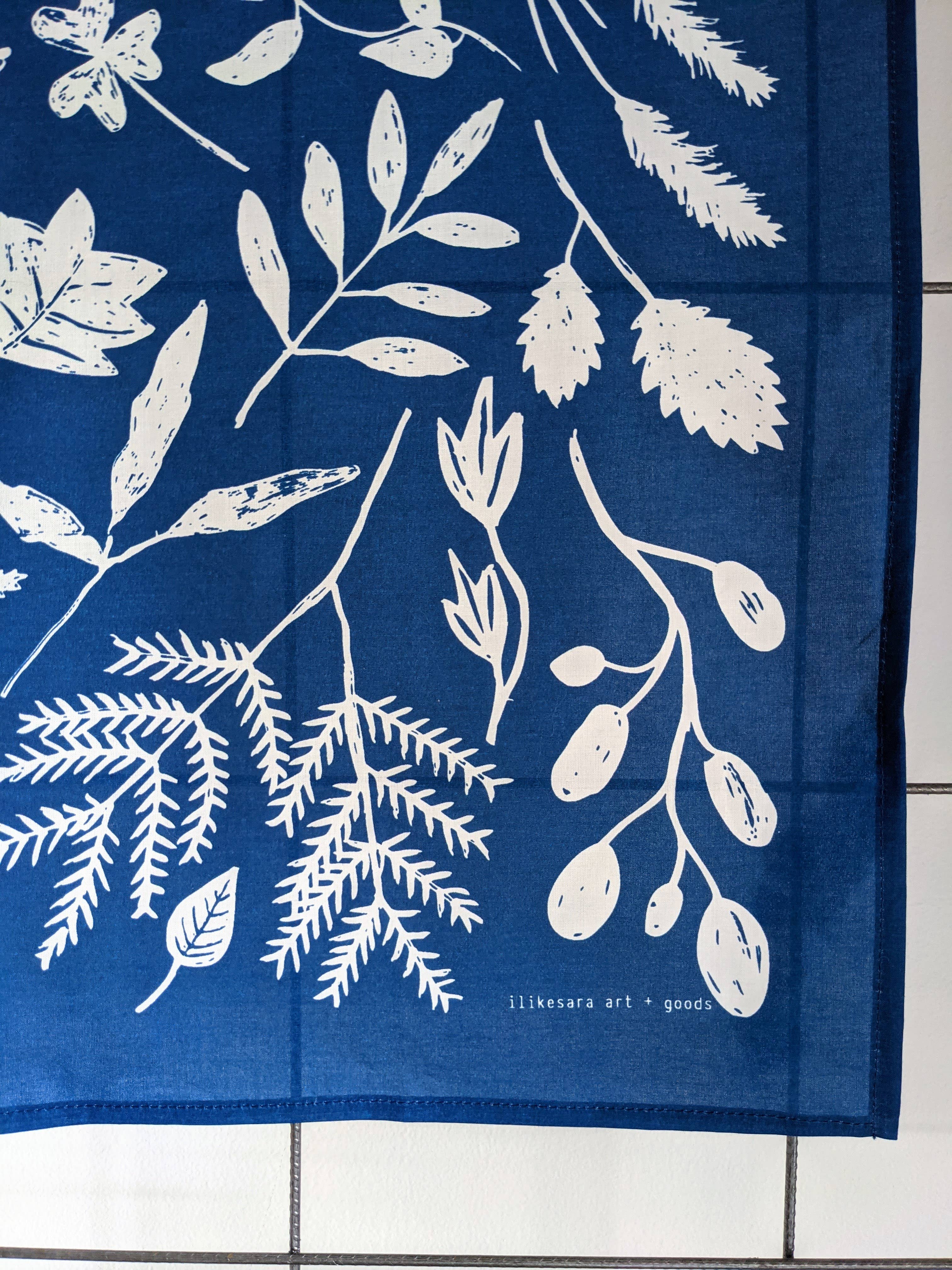 ilikesara | art + goods - Wholesale Bandana - Women's - bandana | sunprint - indigo blue screenprinted plant scarf neckerchief5