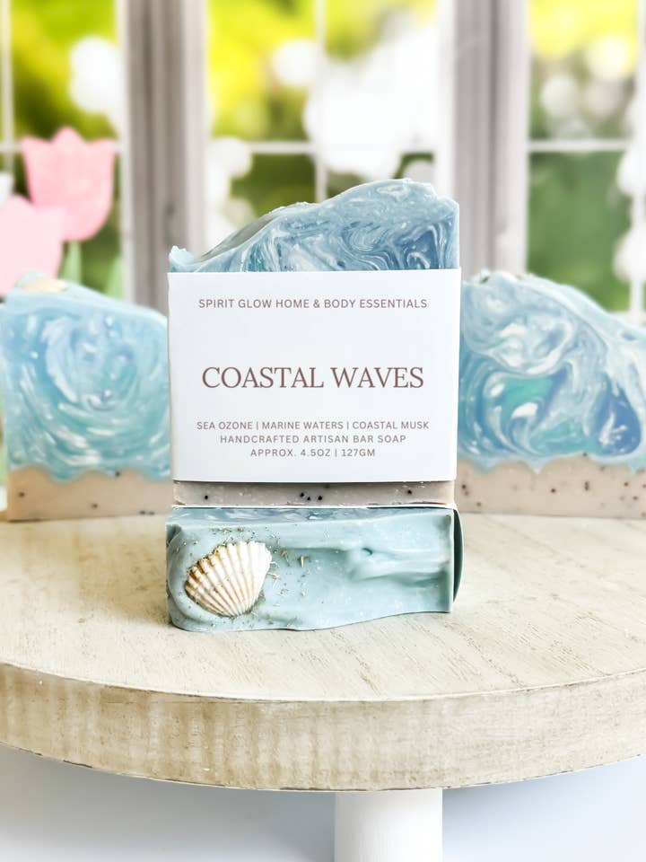 *NEW* Coastal Waves - Handcrafted Artisan Soap Bar for wholesale by Spirit Glow Home & Body Essentials