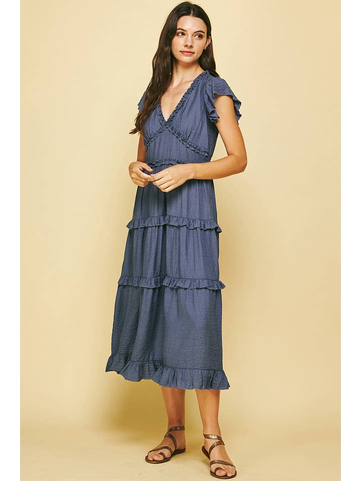 PINCH - Wholesale Dress - Women's - RUFFLED TEA LENGTH DRESS - 3597D2