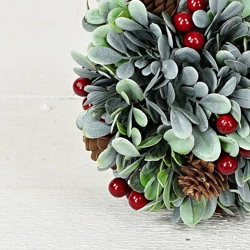 Impressive Enterprises, Inc. - Wholesale Christmas Decoration - ISB79322- 6in Flocked Boxwood Red Berry Ball2