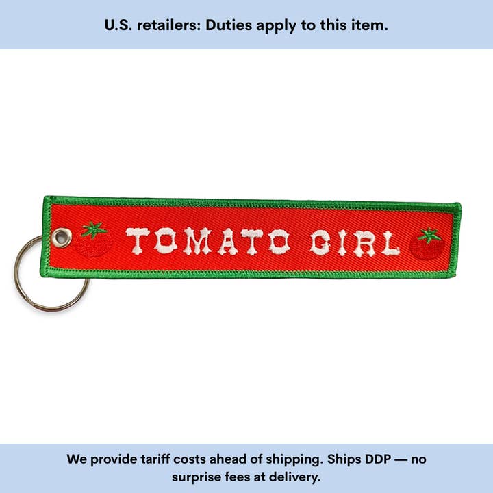 Tomato Girl Embroidered Keychain for wholesale by Lucky Goods Paper